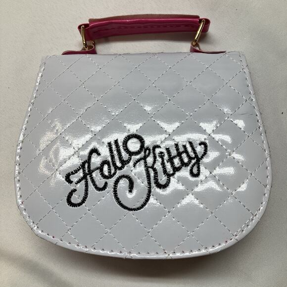 Hello Kitty Clutch Purses Small Bag With Extra Strap (3) Gold Pink White 7” X 7” - Picture 6 of 12
